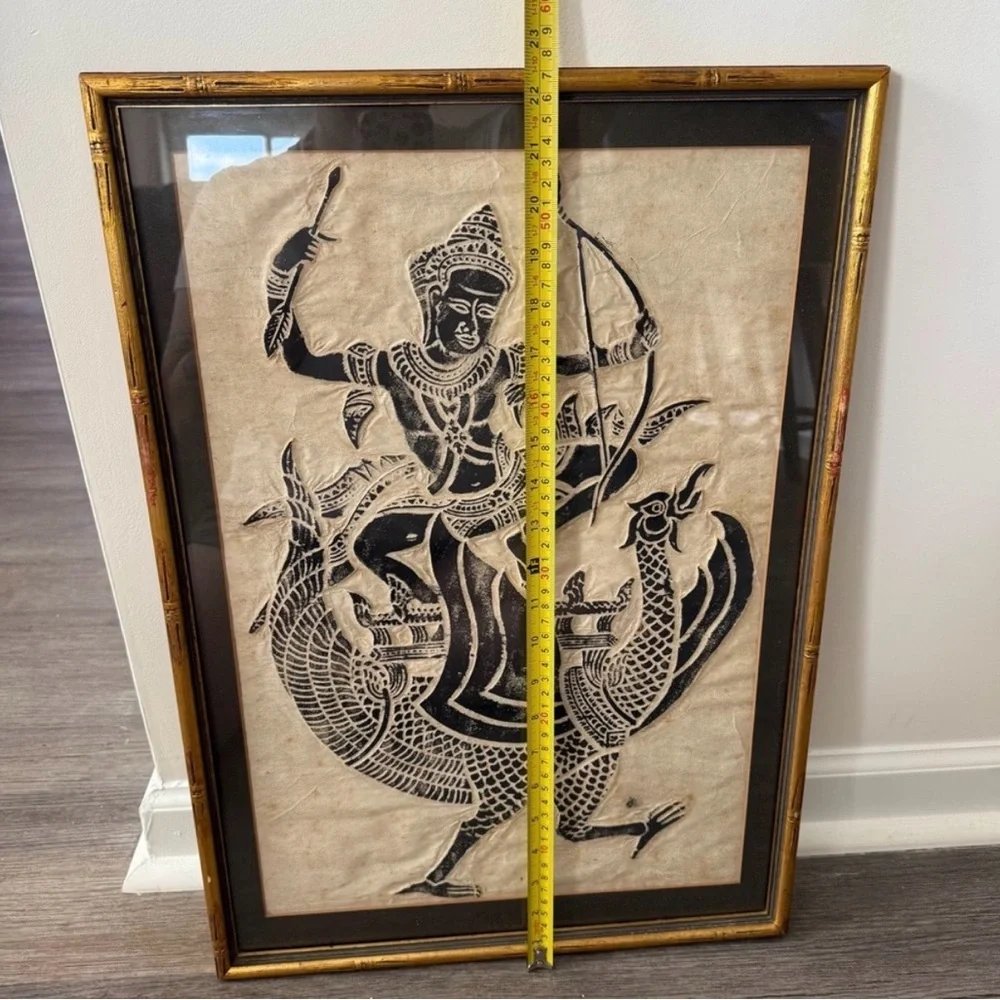 Gold Framed Temple Rubbing Wall Art